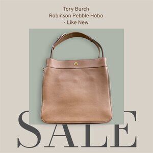 Tory Burch Robinson Pebbled Hobo–Brown Leather Shoulder Bag–Excellent Condition